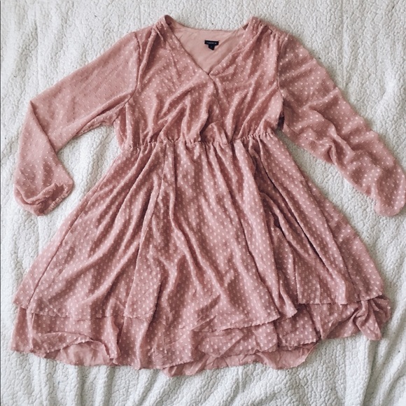 torrid Dresses & Skirts - NWOT Torrid Pink Wrap Swiss Polka Dot Frill Dress